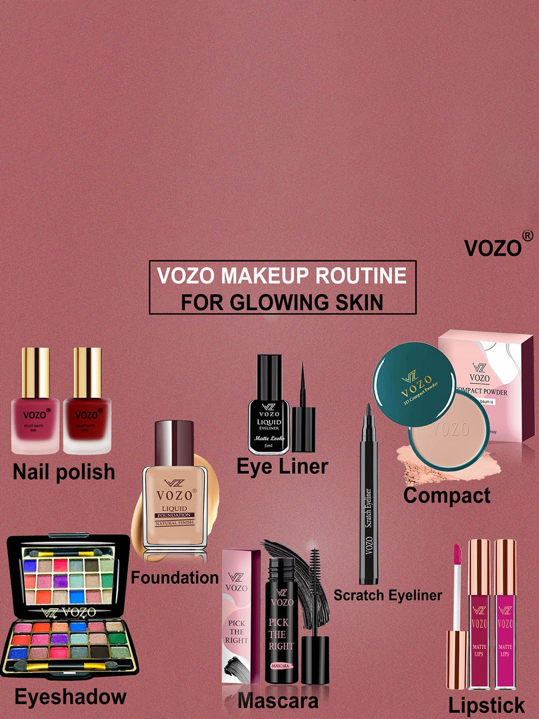 

VOZO Divine Beauty Vault 10-Pcs Deluxe Makeup Kit, Multi