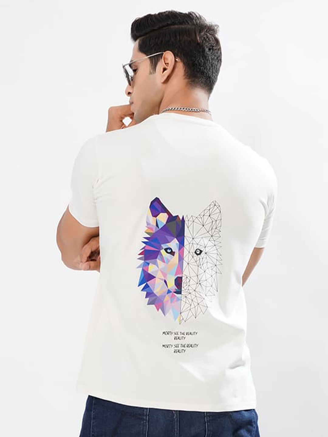 

ROYALTAIL Men Cotton Graphic Printed Round Neck T-shirt, White