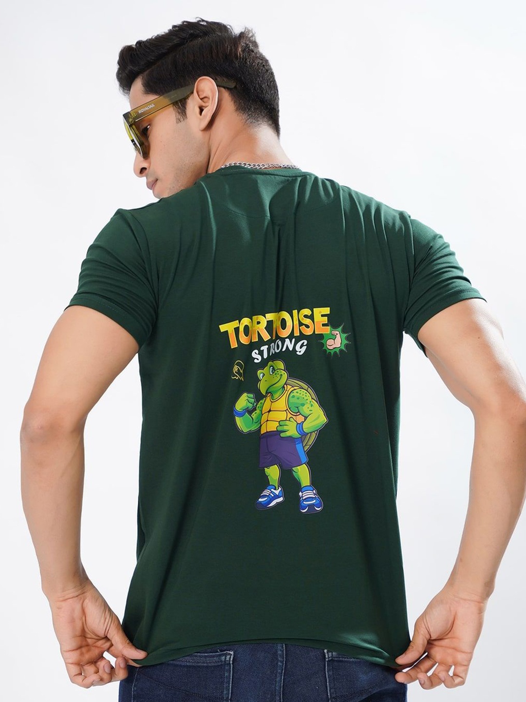 ROYALTAIL Men Graphic Round Neck T-shirt, Green