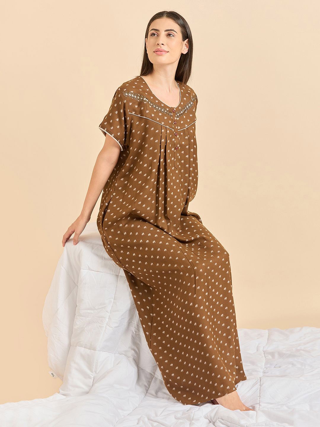 

Sweet Dreams Printed Maxi Nightdress, Brown
