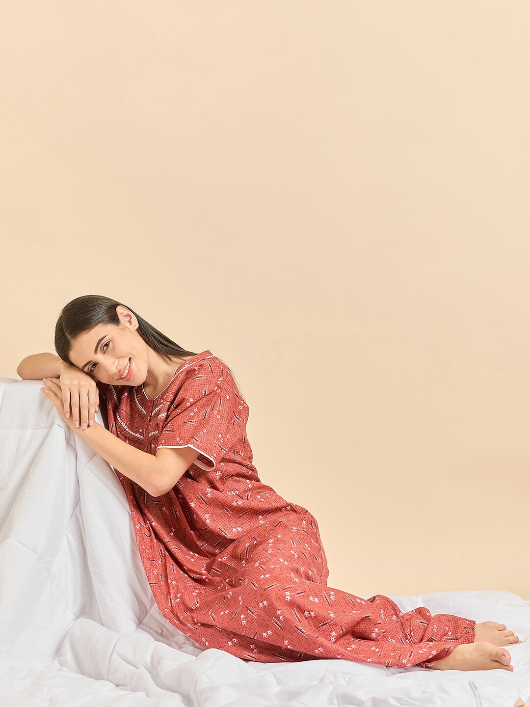 

Sweet Dreams Printed Maxi Nightdress, Rust