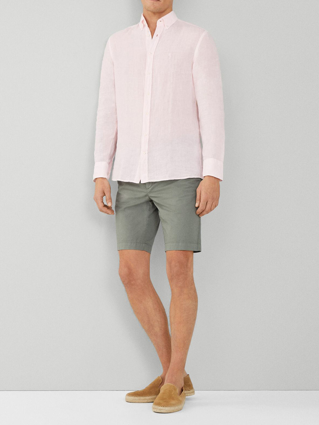 

HACKETT LONDON Button-Down Collar Linen Casual Shirt, Pink