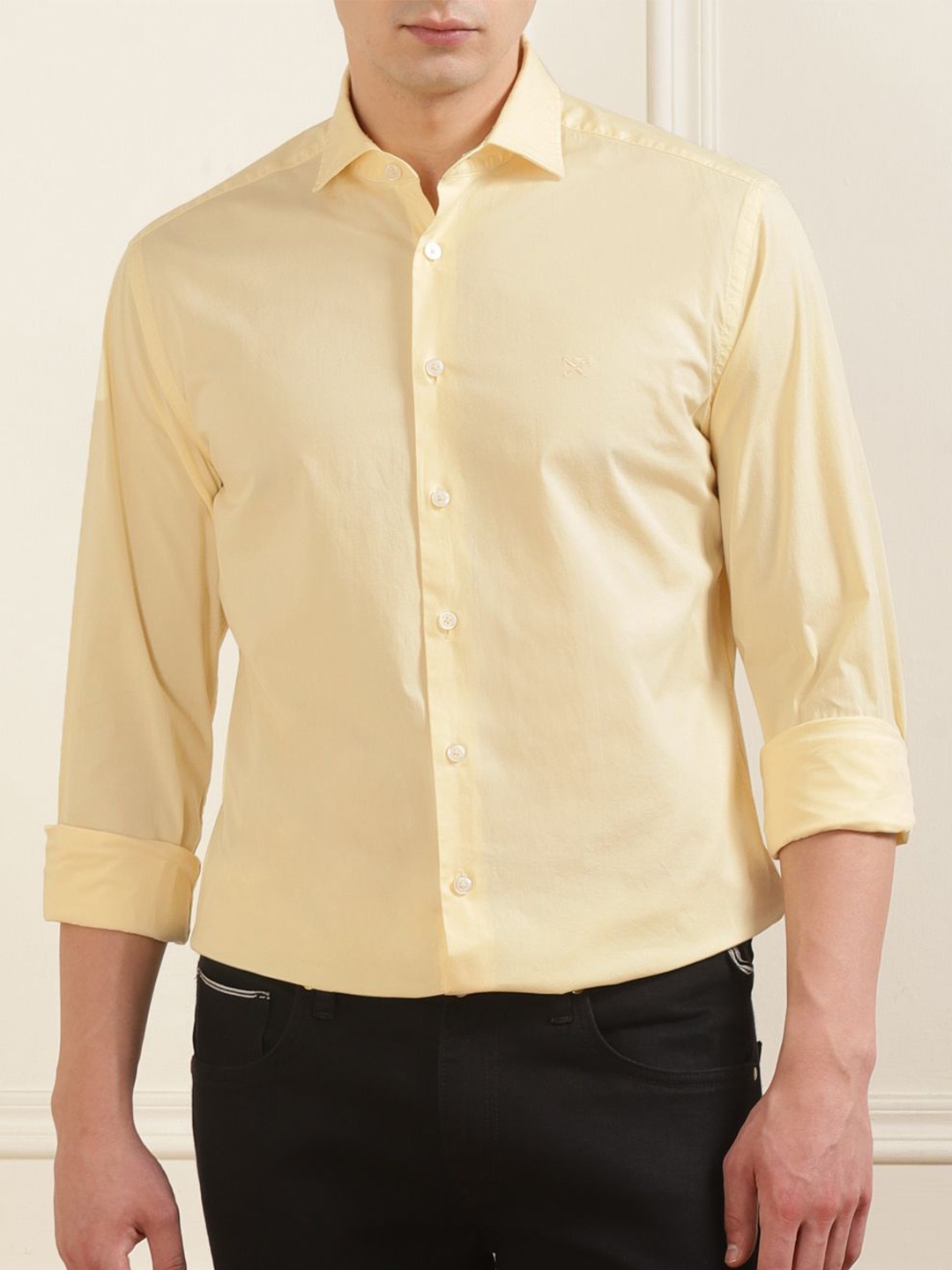 

HACKETT LONDON Spread Collar Cotton Formal Shirt, Yellow