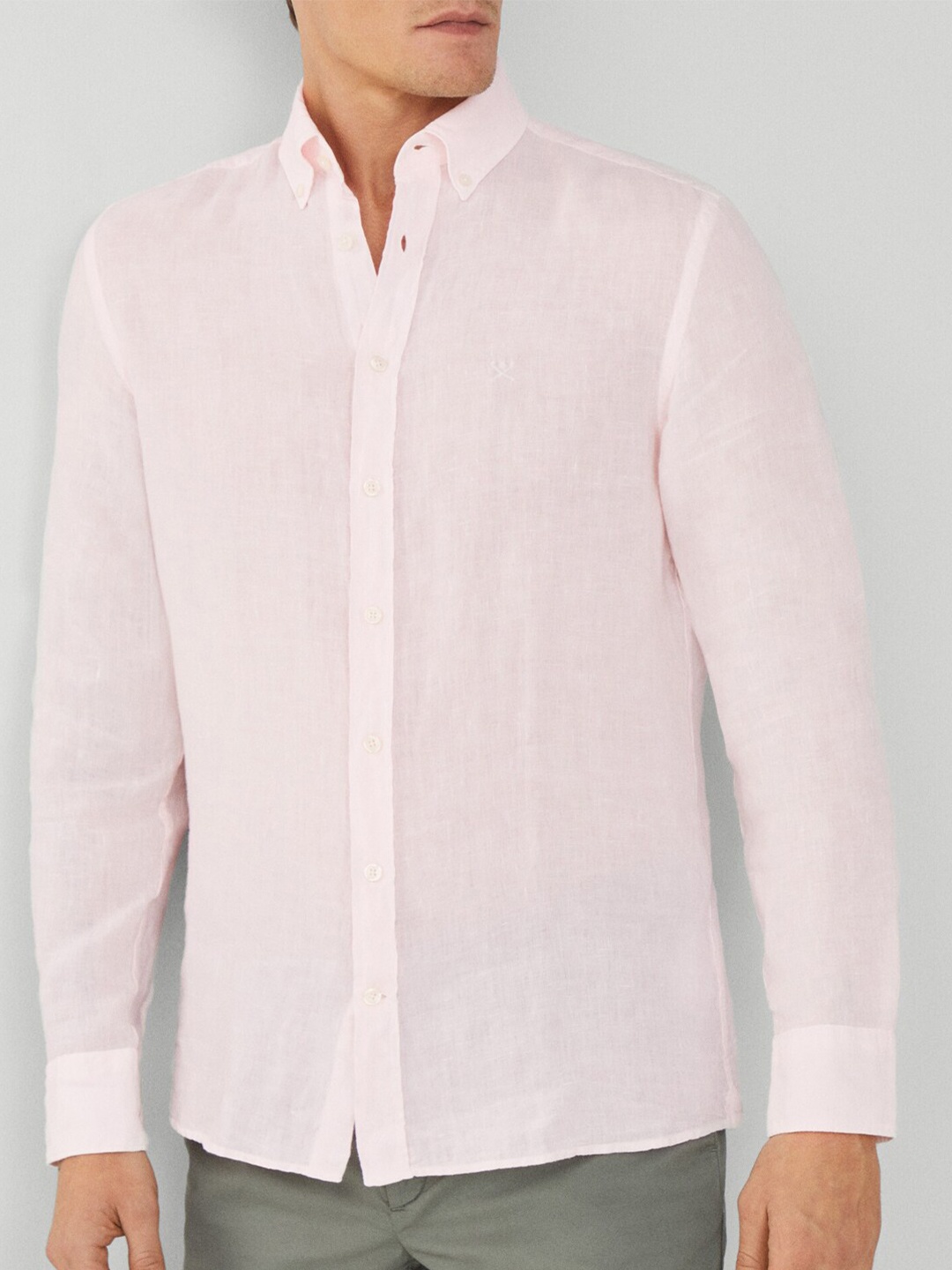 

HACKETT LONDON Spread Collar Linen Casual Shirt, Pink