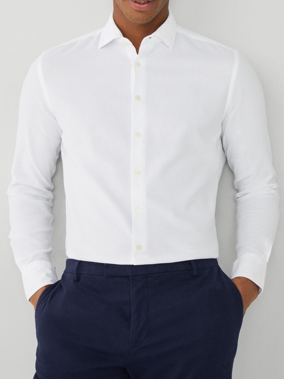 

HACKETT LONDON Spread Collar Cotton Formal Shirt, White