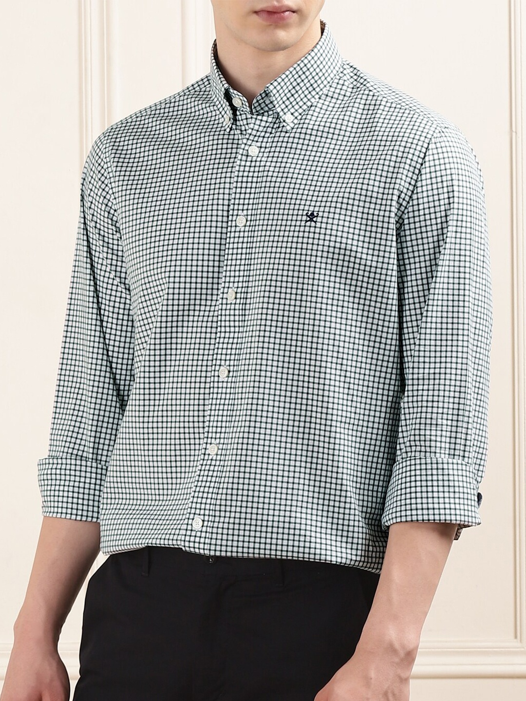 

HACKETT LONDON Tartan Checks Cotton Checked Formal Shirt, Green