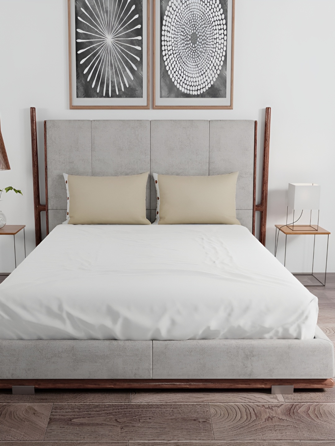 

Livonti Cream-Coloured 144 TC Queen Bedsheet with 2 Pillow Covers