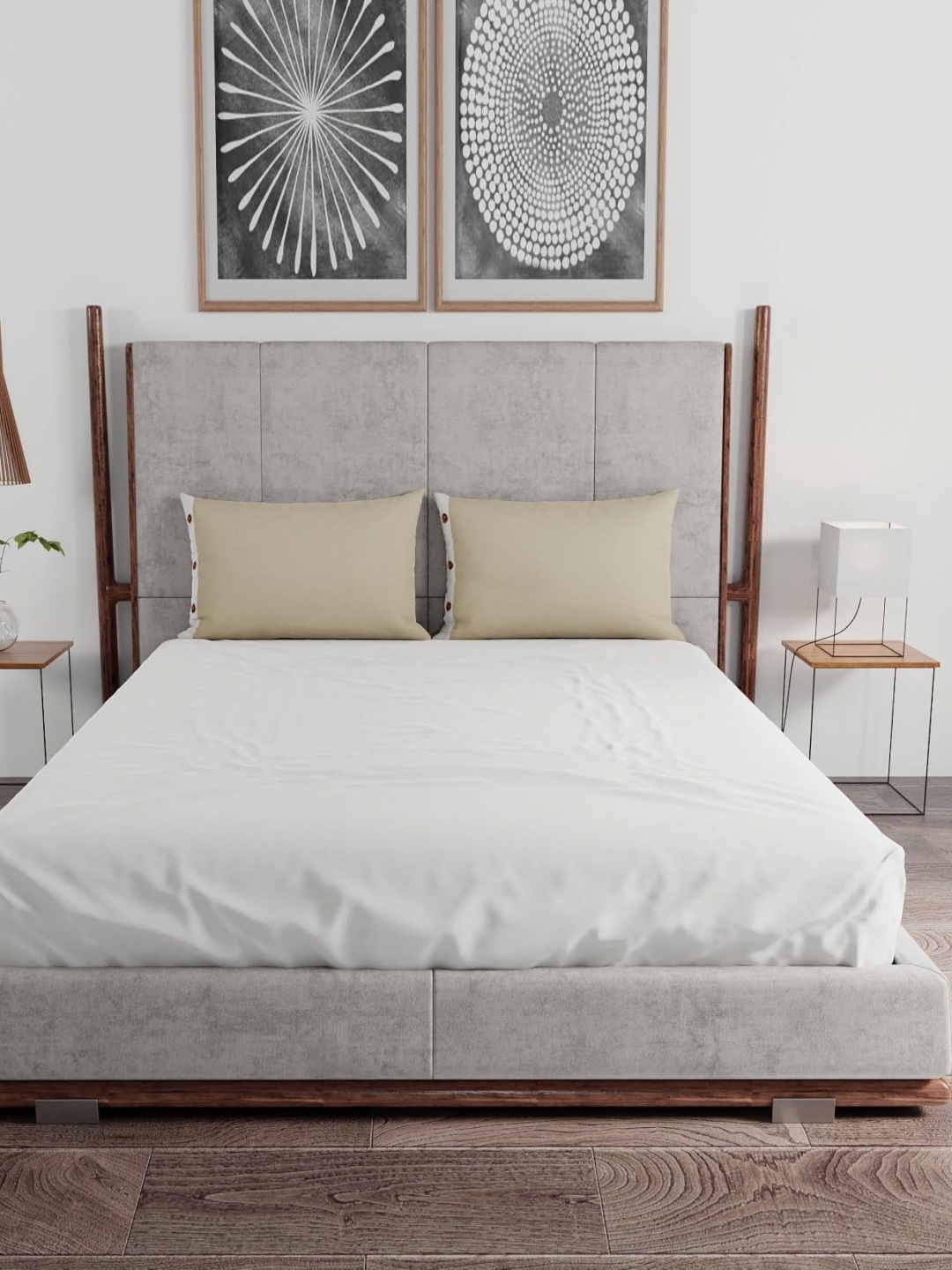 

Livonti Cream-Coloured 144 TC King Bedsheet with 2 Pillow Covers