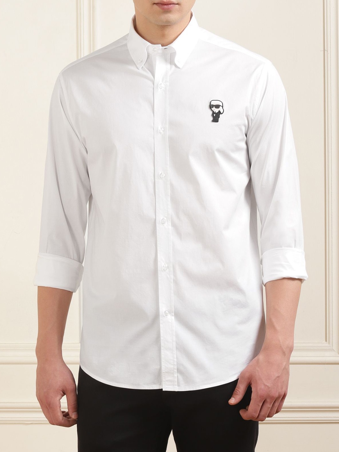 

Karl Lagerfeld Button-Down Collar Cotton Casual Shirt, White