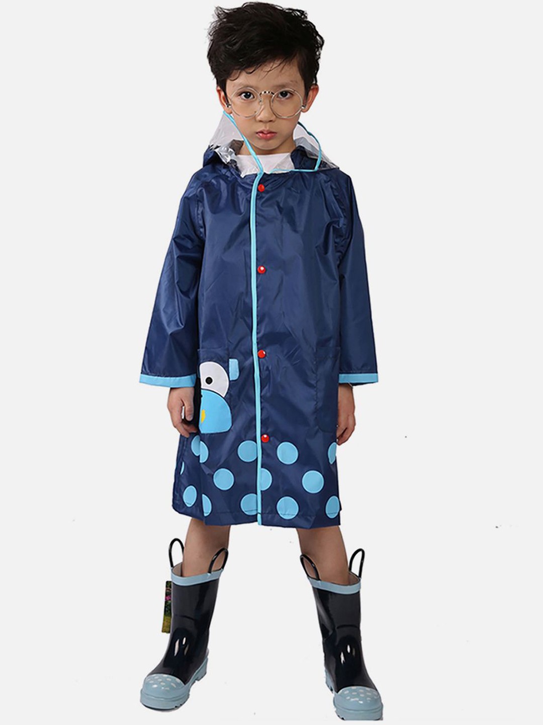 

Little Surprise Box LLP Kids Monkey Knee Length Raincoat, Blue