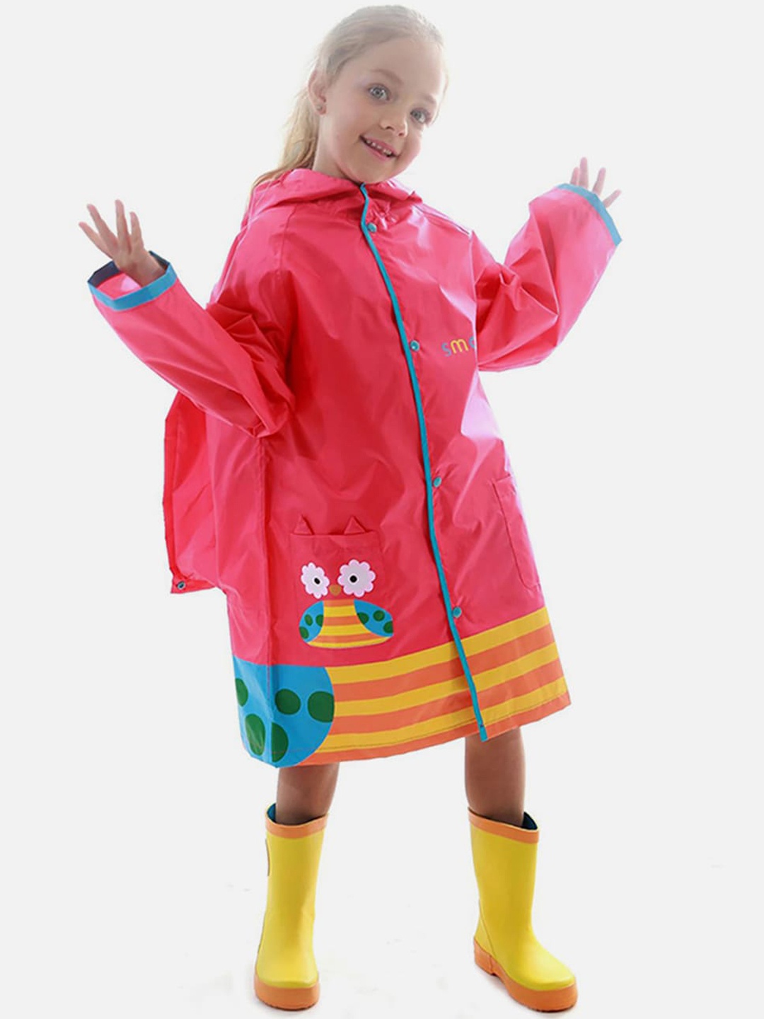 

Little Surprise Box LLP Kids Printed Hooded Raincoat, Pink