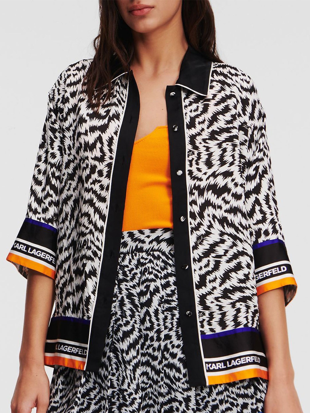 

Karl Lagerfeld Women Opaque Printed Casual Shirt, Multi