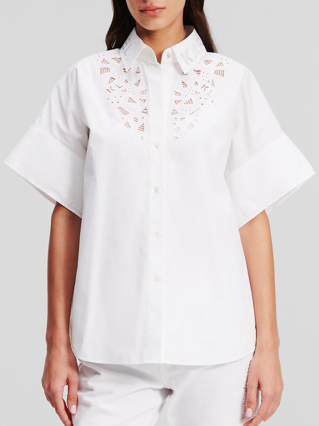 

Karl Lagerfeld Women Regular Fit Solid Opaque Casual Shirt, White