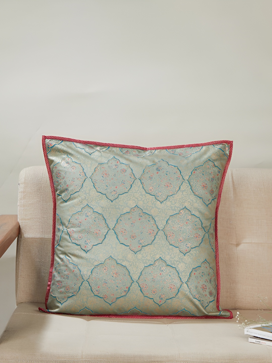 

Fabindia Sea Green & Pink Ethnic Motifs Square Cushion Covers