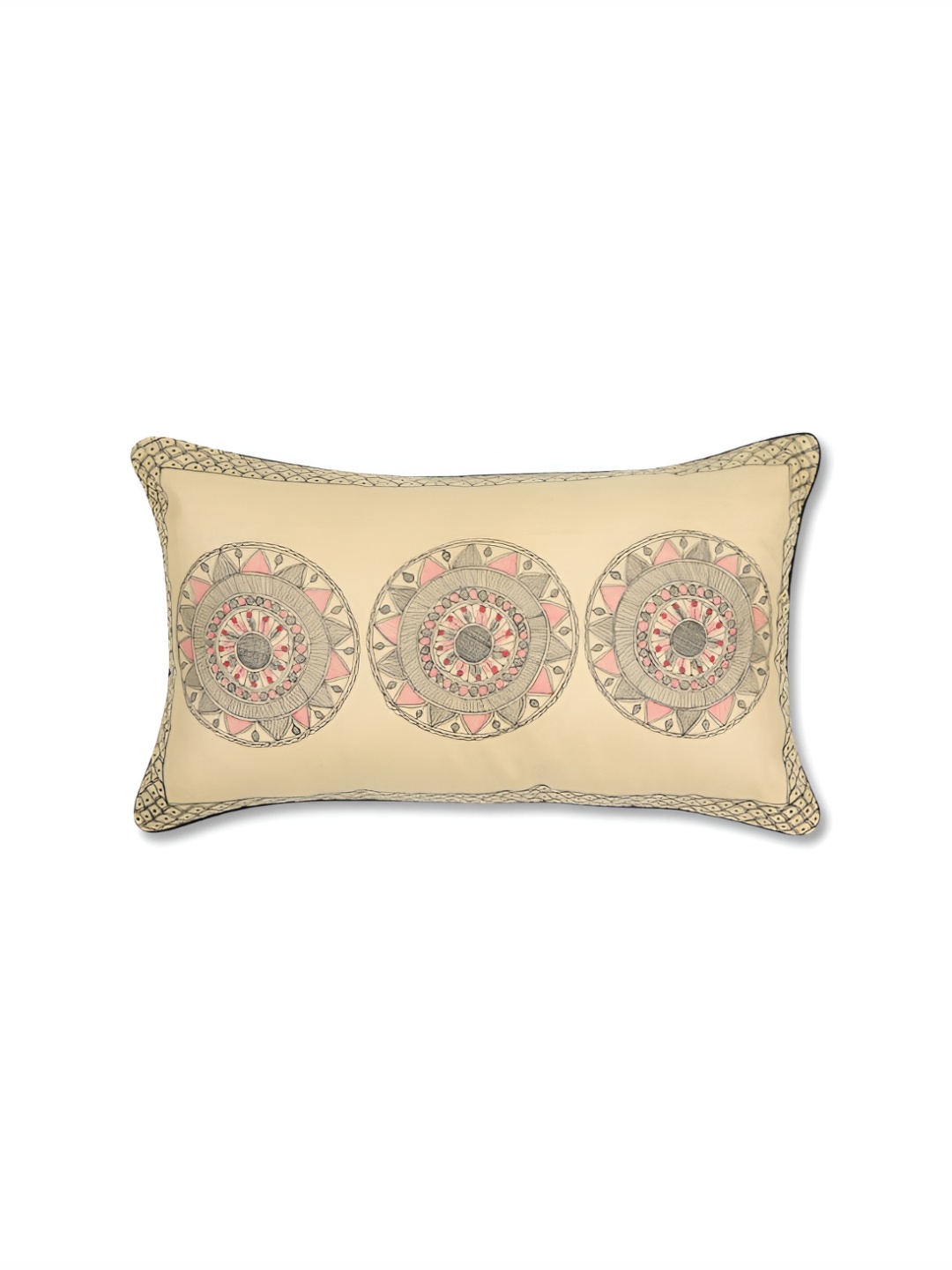 

Fabindia Beige & Pink Ethnic Motifs Rectangle Cushion Covers