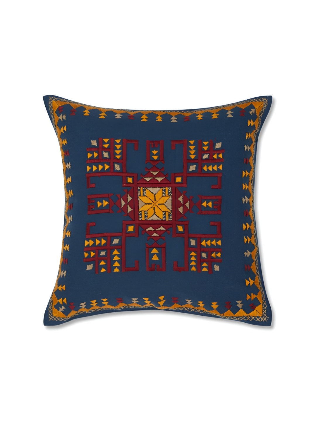 

Fabindia Blue & Red Ethnic Motifs Cotton Square Cushion Covers