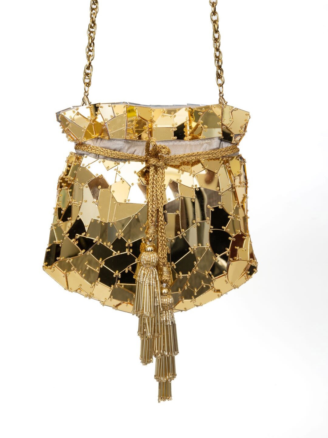 

SG by Sonia Gulrajani Structured Sling Bag with Tasselled, Gold