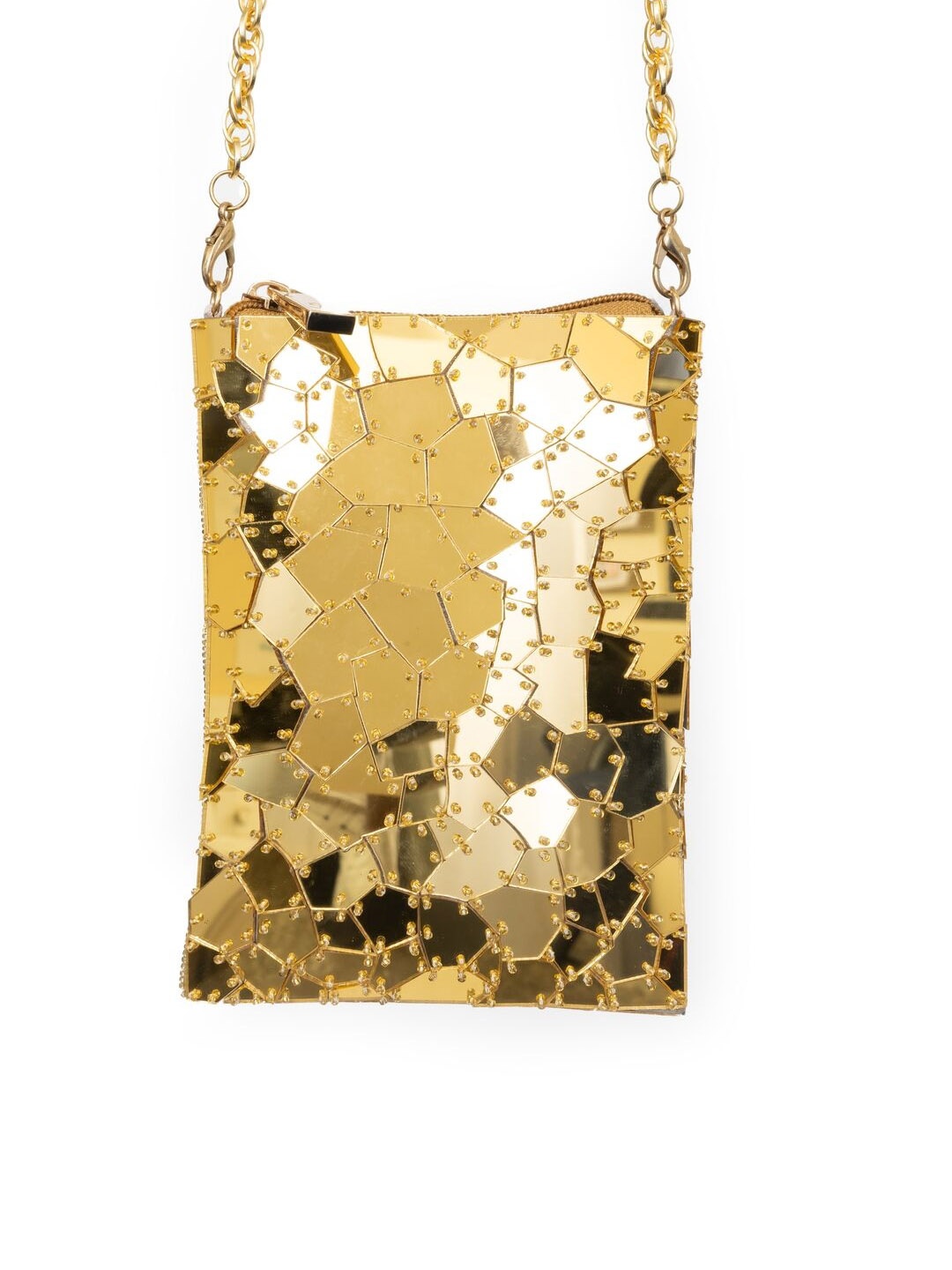 

SG by Sonia Gulrajani Textured Structured Mobile Sling Bag, Gold