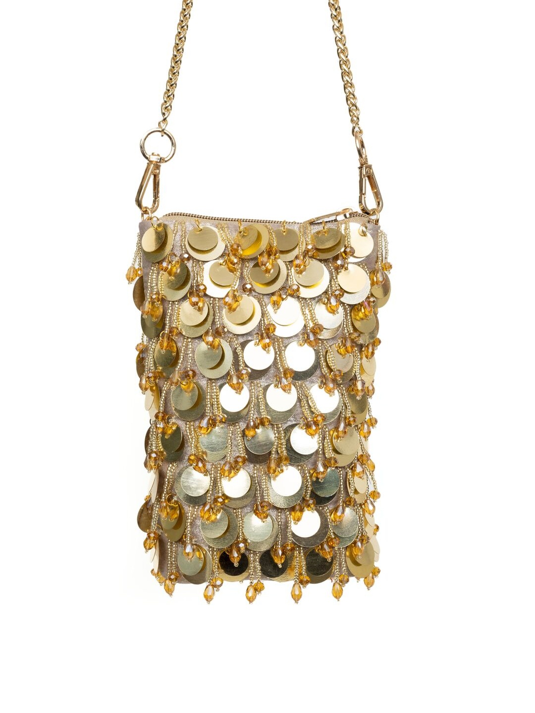 

SG by Sonia Gulrajani Embellished Structured Phone Sling Bag, Gold