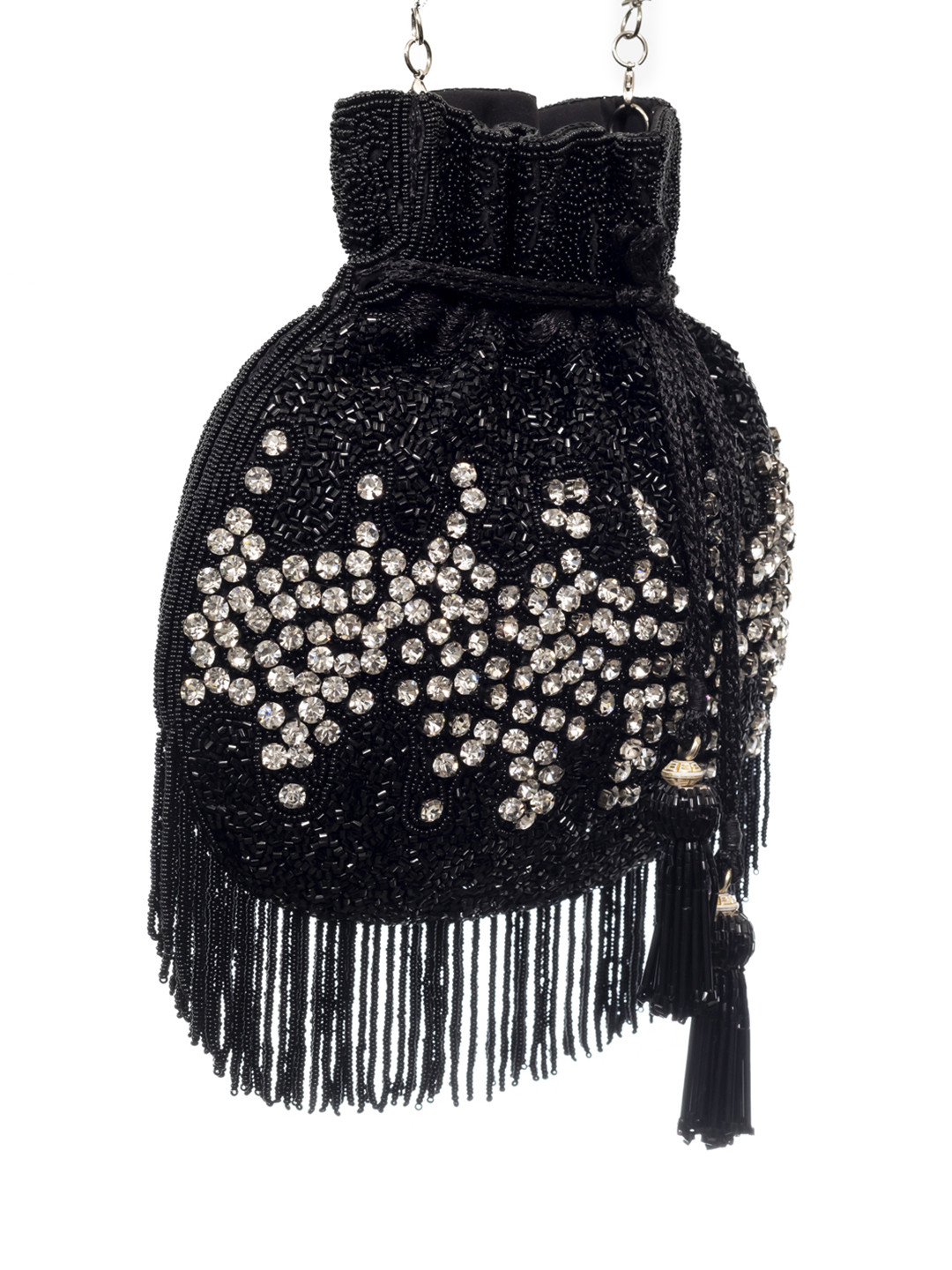 

SG by Sonia Gulrajani Oversized Structured Sling Bag with Fringed, Black