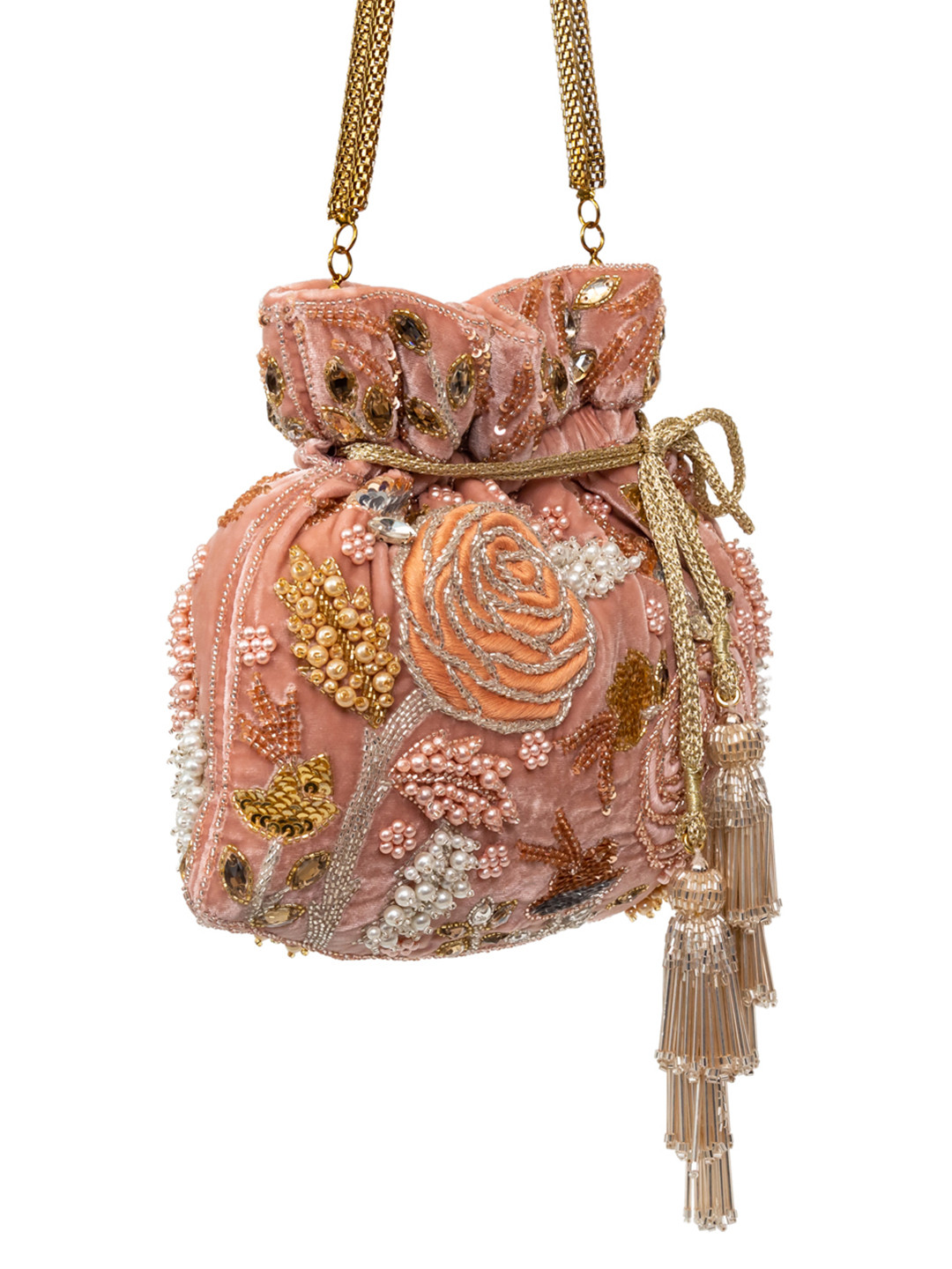 

SG by Sonia Gulrajani Ethnic Motifs Shopper Handheld Bag with Tasselled, Pink
