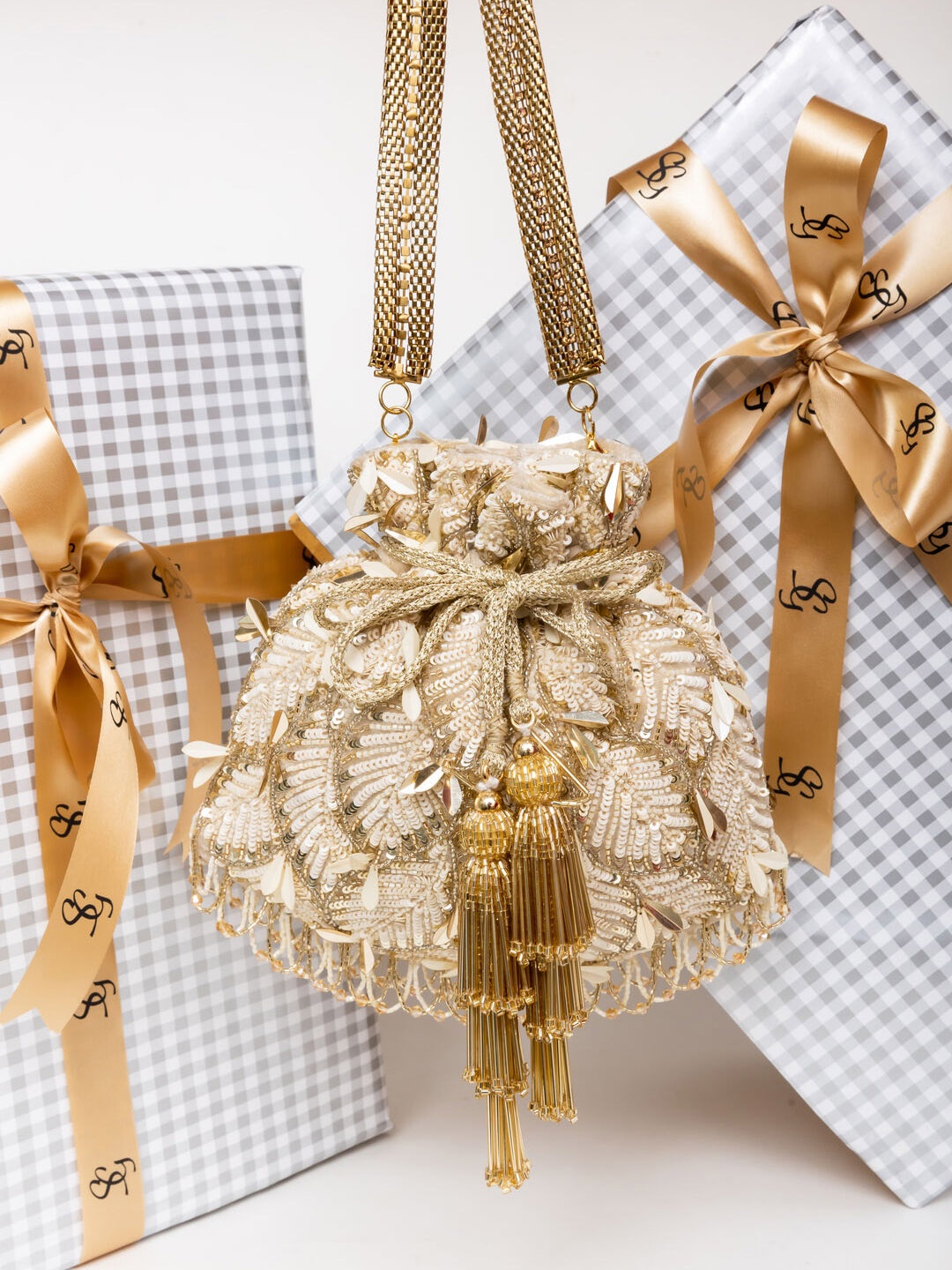 

SG by Sonia Gulrajani Embellished Potli, Gold