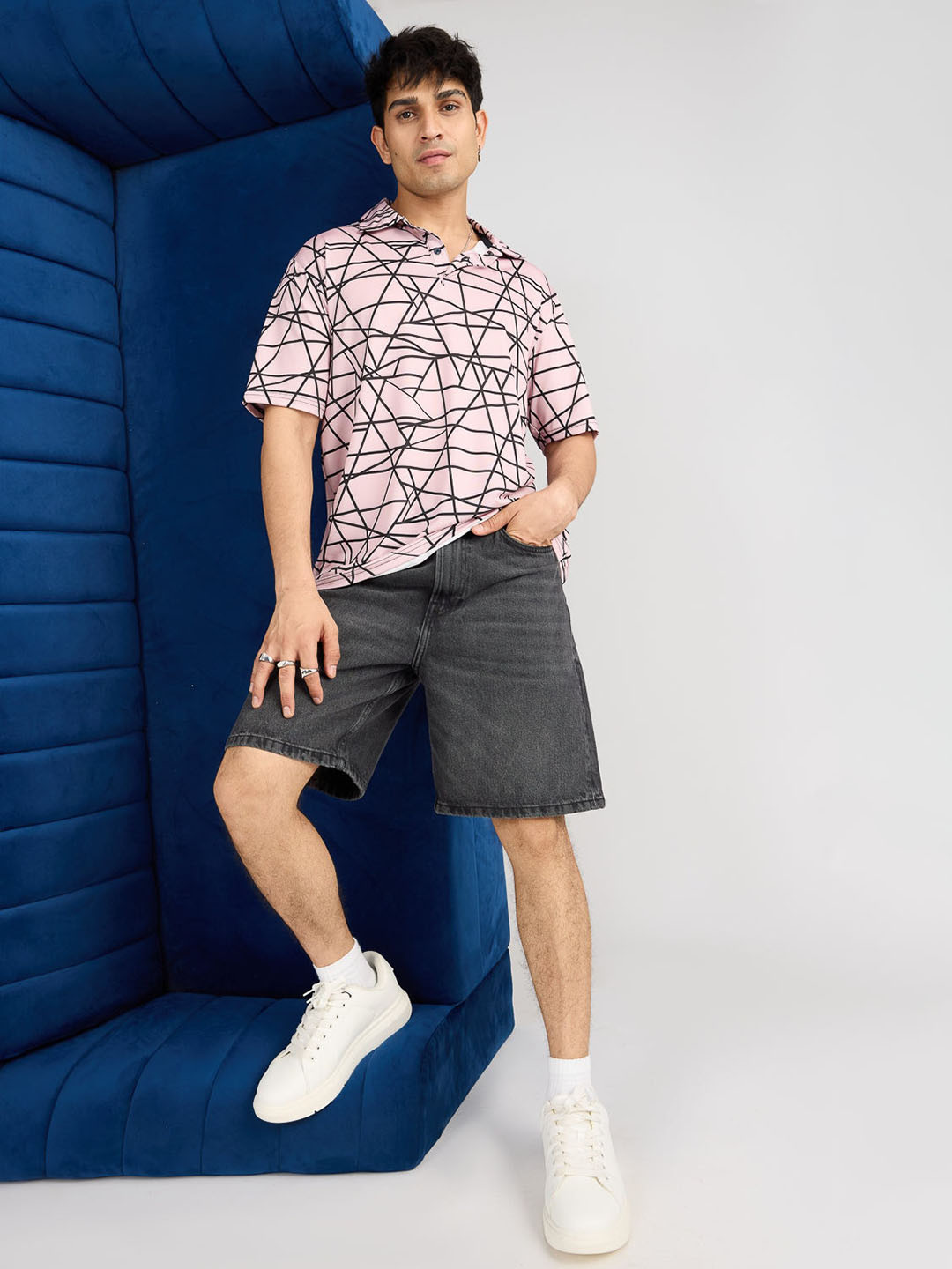 

FREAKINS Men Abstract Printed Polo Collar T-shirt, Pink