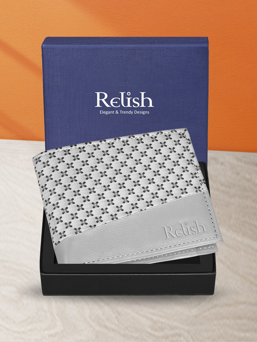 

Relish Men Abstract Two Fold Wallet, Grey