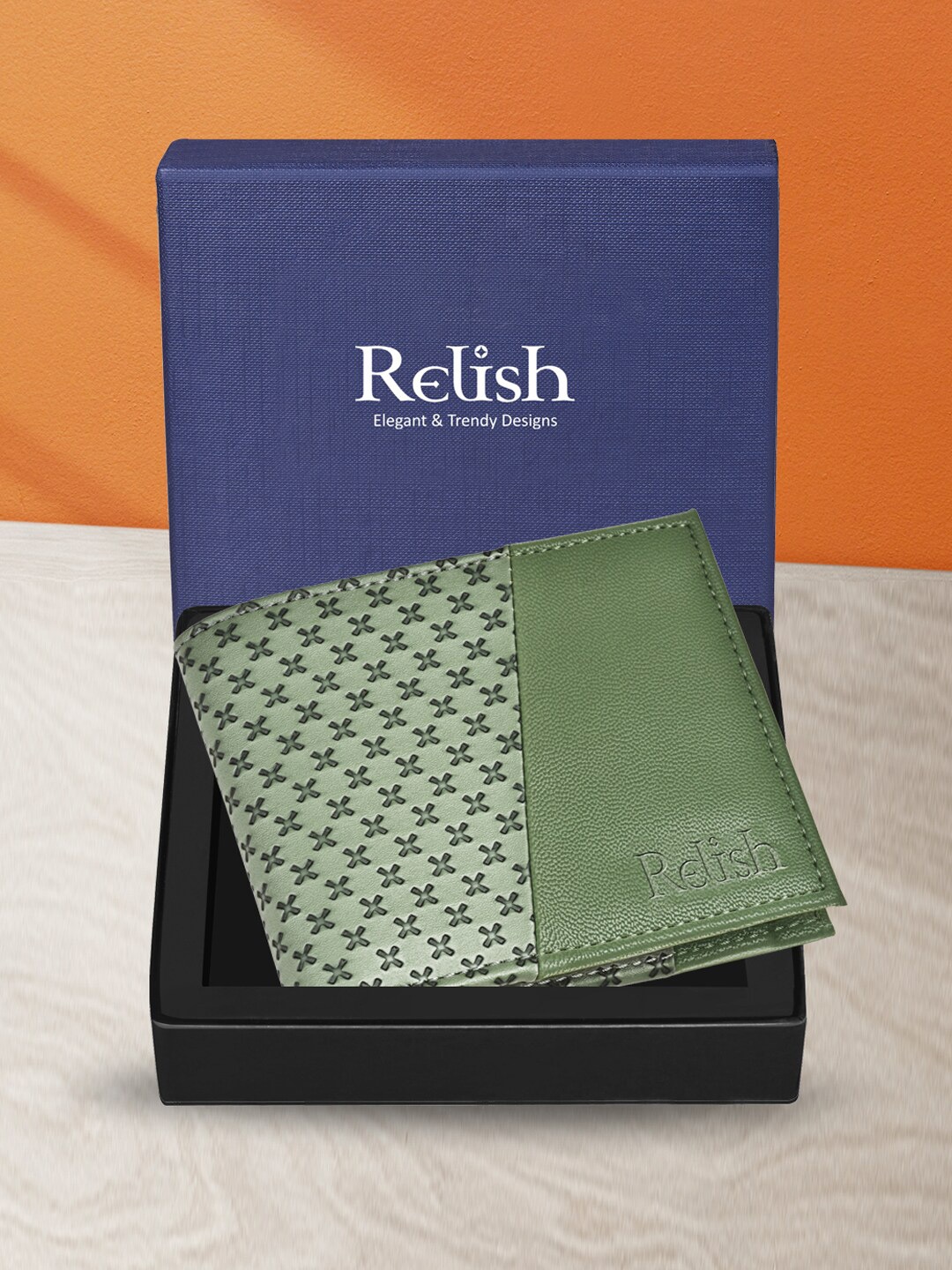 

Relish Men Abstract Textured Two Fold Wallet, Green