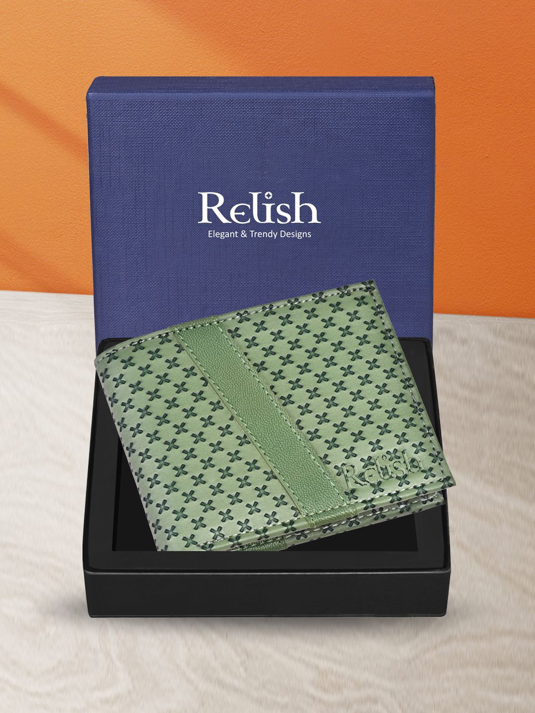 

Relish Men Floral Textured Two Fold Wallet, Green