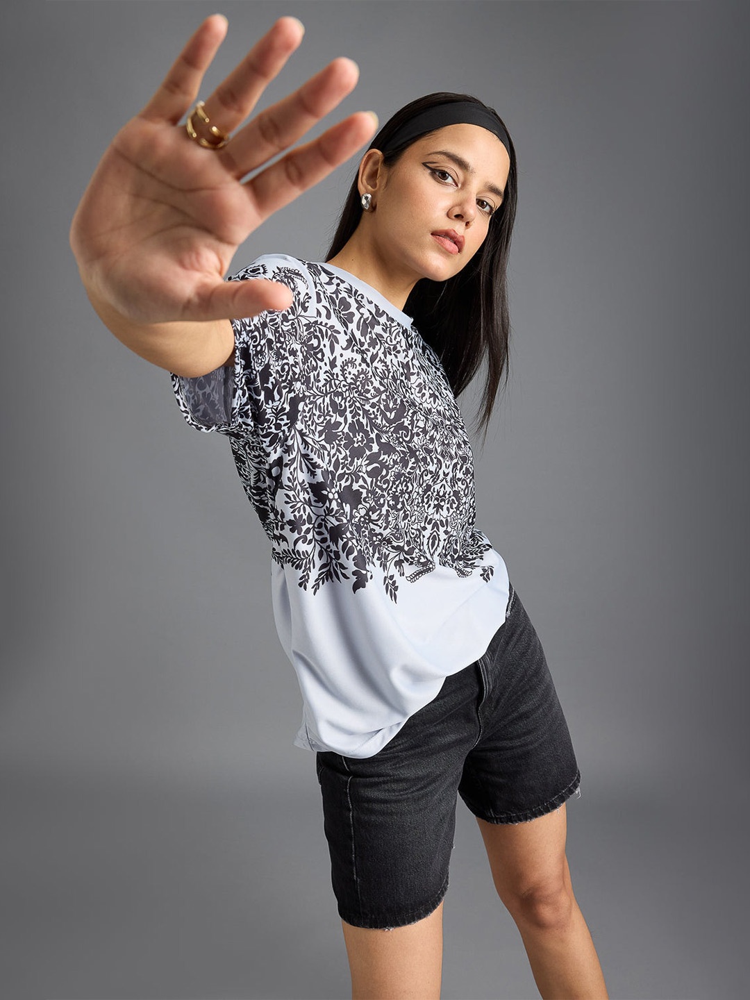 

FREAKINS Women Graphic Printed Round Neck T-shirt, Grey