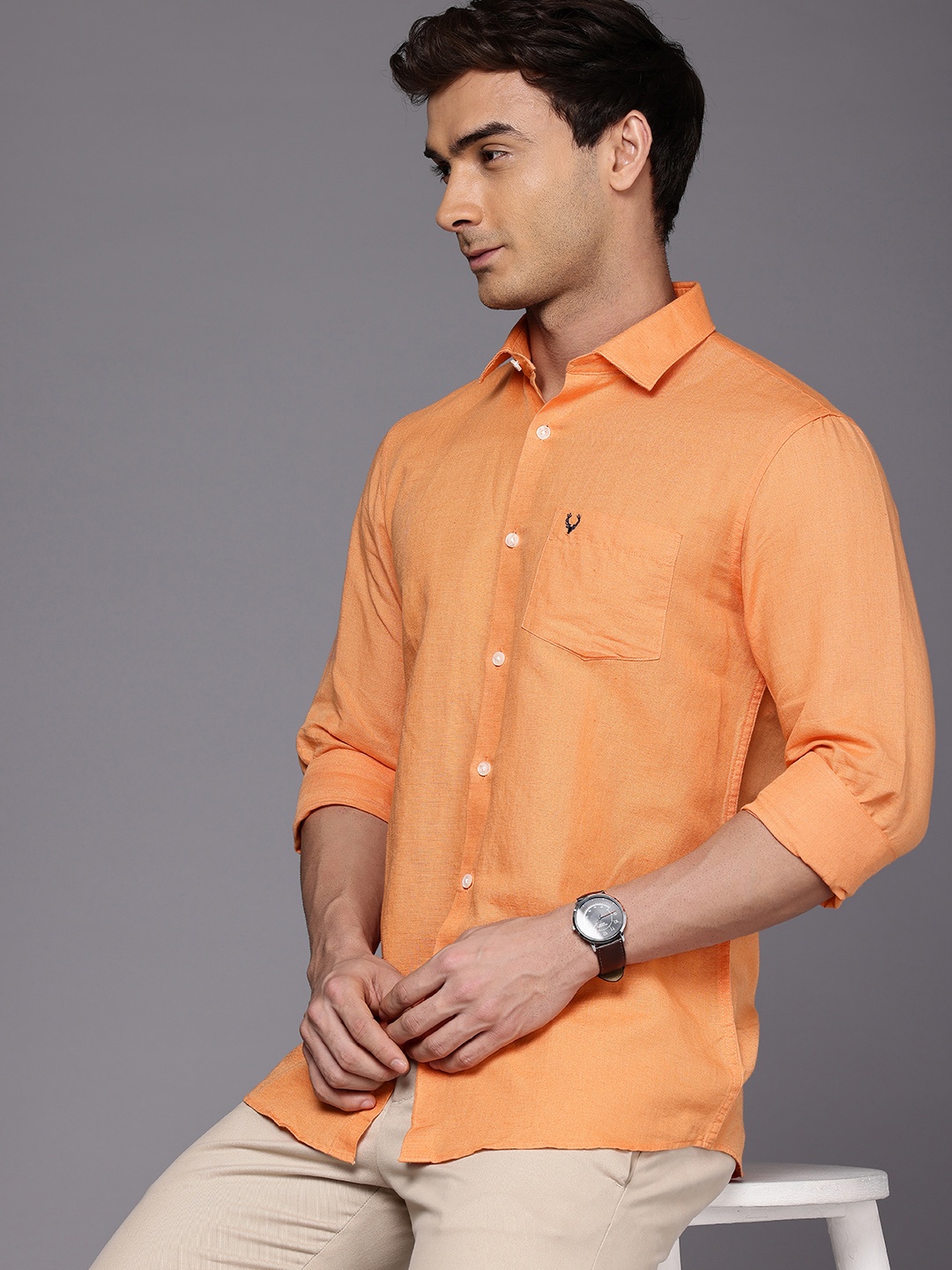 

Allen Solly Cotton Linen Sport Fit Opaque Casual Shirt, Orange