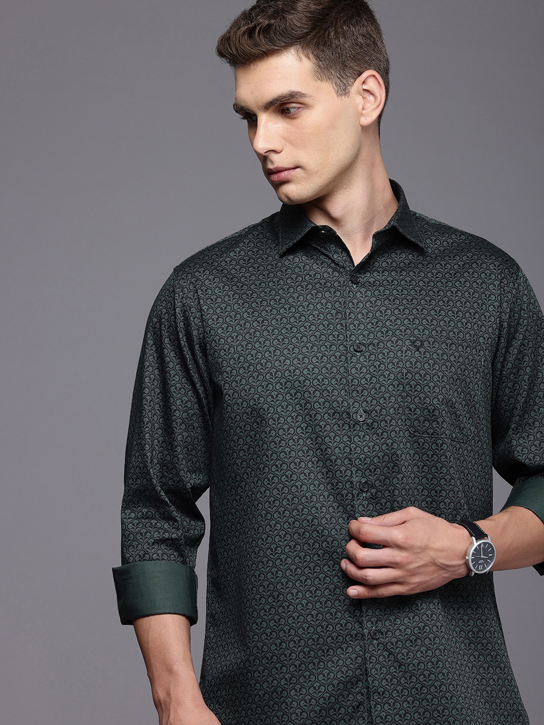 

Allen Solly Pure Cotton Sport Opaque Printed Casual Shirt, Black