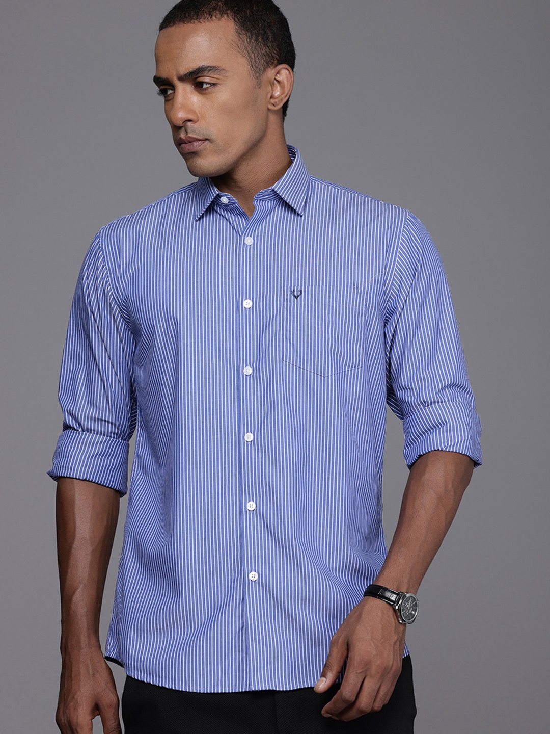 

Allen Solly Pure Cotton Sport Opaque Striped Casual Shirt, Blue