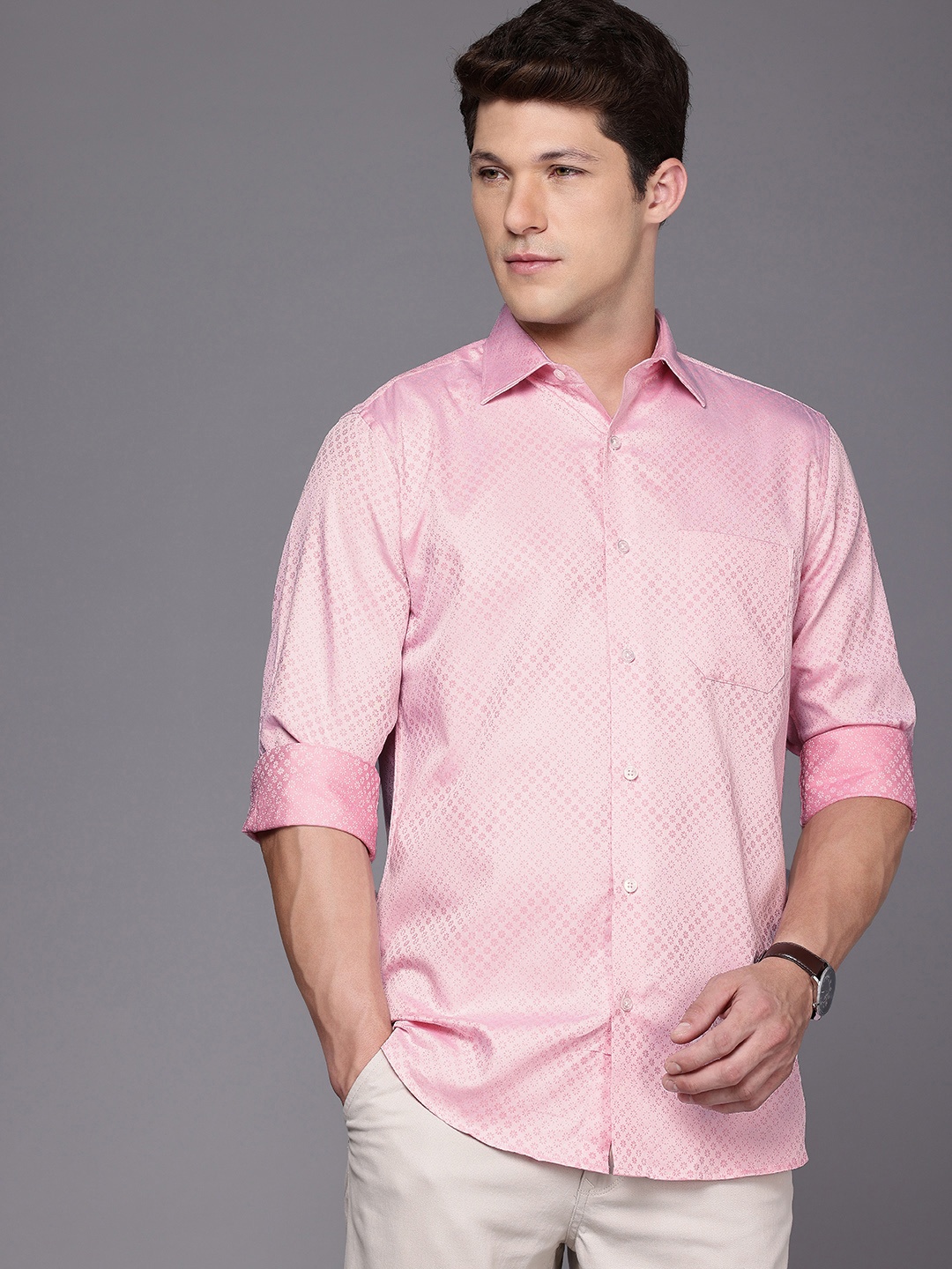 

Allen Solly Pure Cotton Classic Fit Floral Opaque Casual Shirt, Pink