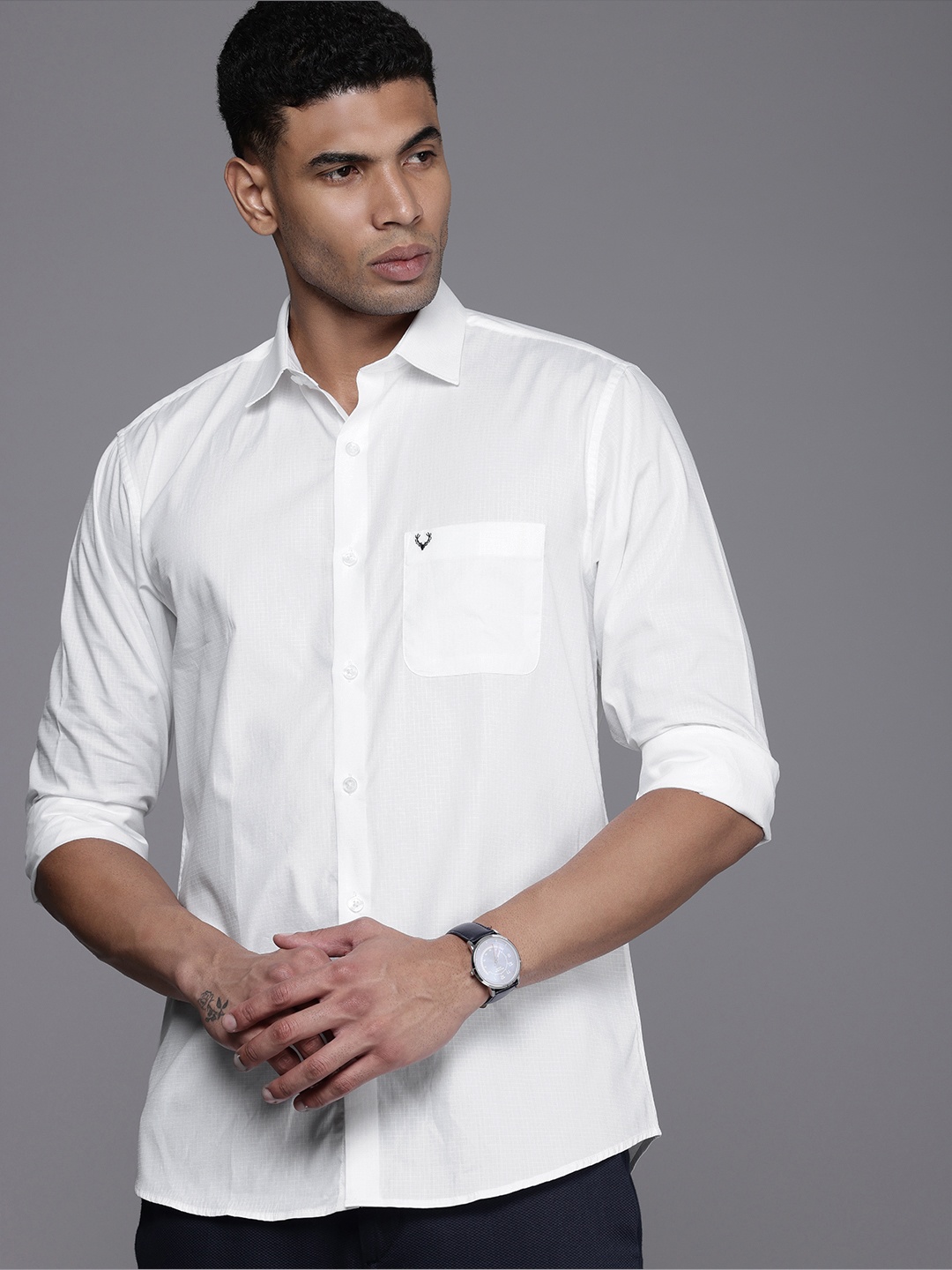 

Allen Solly Pure Cotton Sport Fit Checked Casual Shirt, White