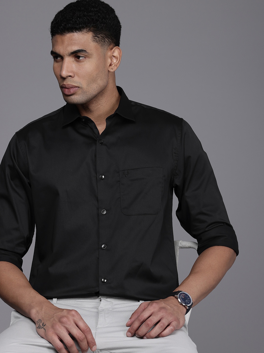 

Allen Solly Pure Cotton Classic Fit Opaque Casual Shirt, Black