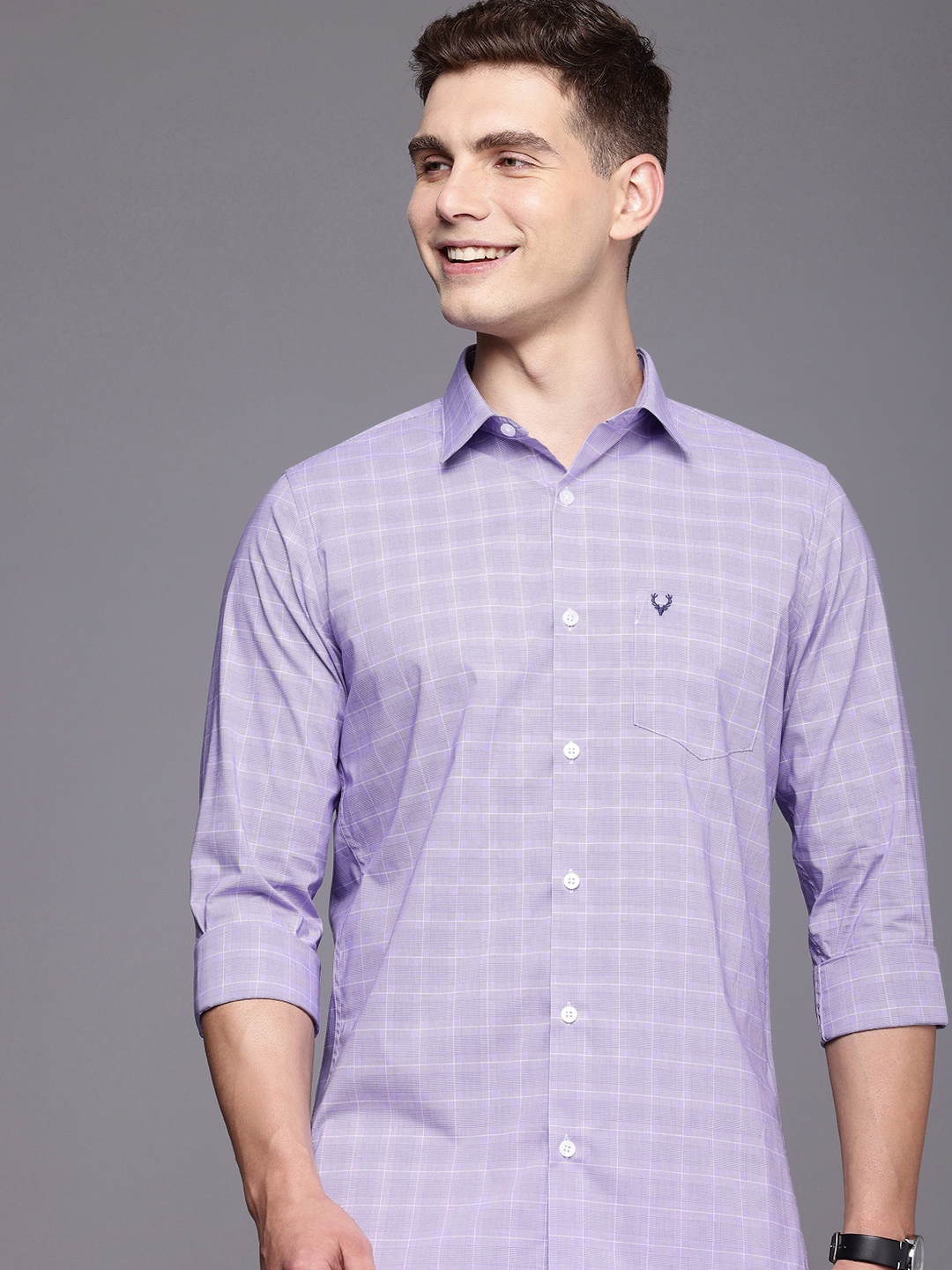 

Allen Solly Modern Slim Fit Opaque Checked Casual Shirt, Purple