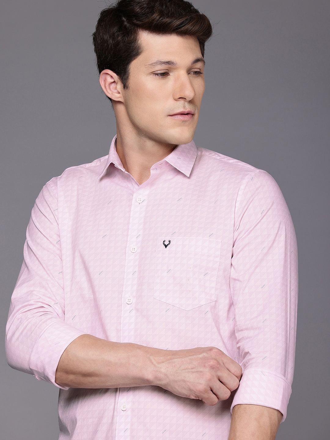 

Allen Solly Super Slim Fit Opaque Printed Casual Shirt, Pink