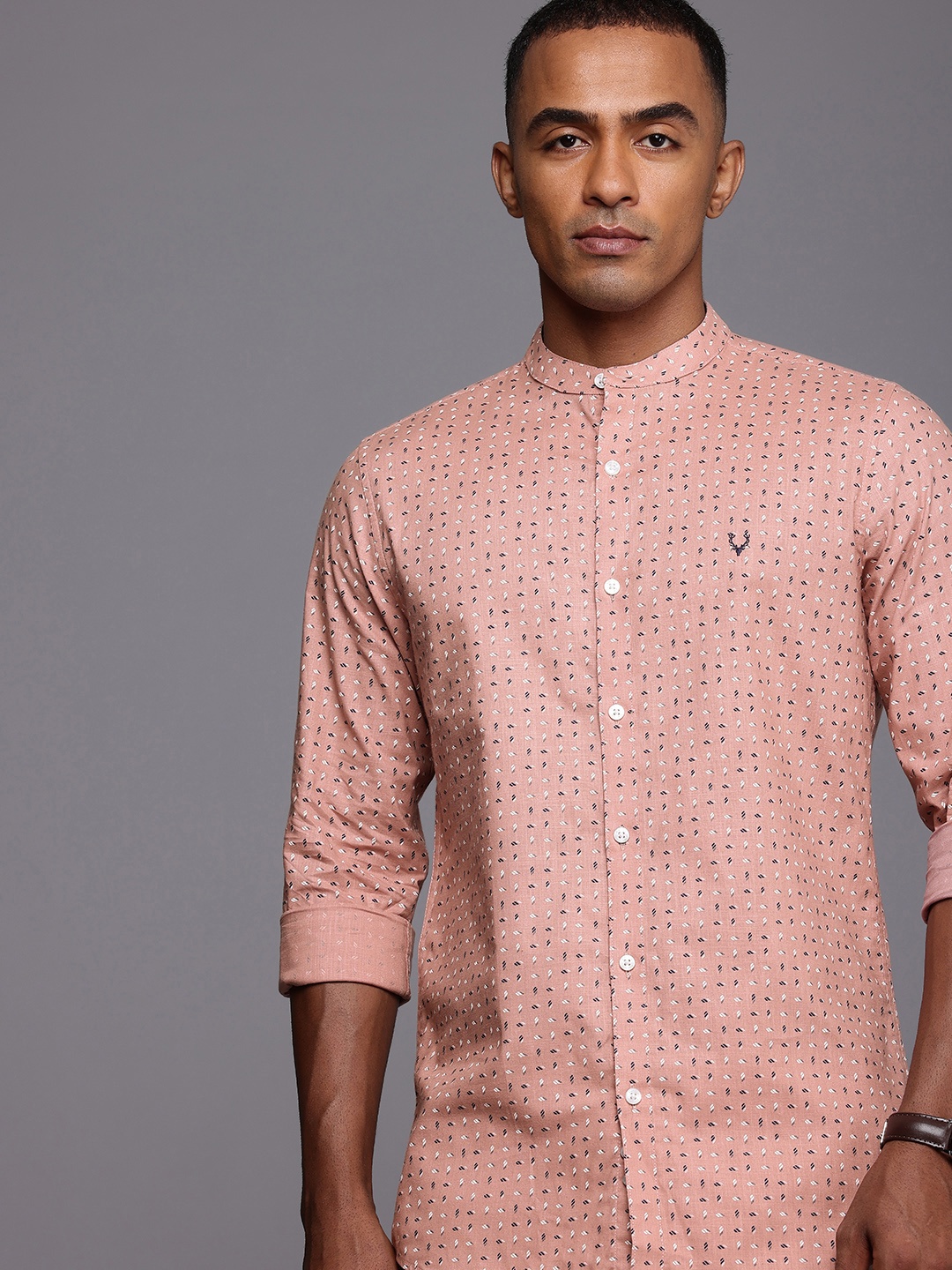 

Allen Solly Pure Cotton Modern Slim Fit Opaque Printed Casual Shirt, Peach
