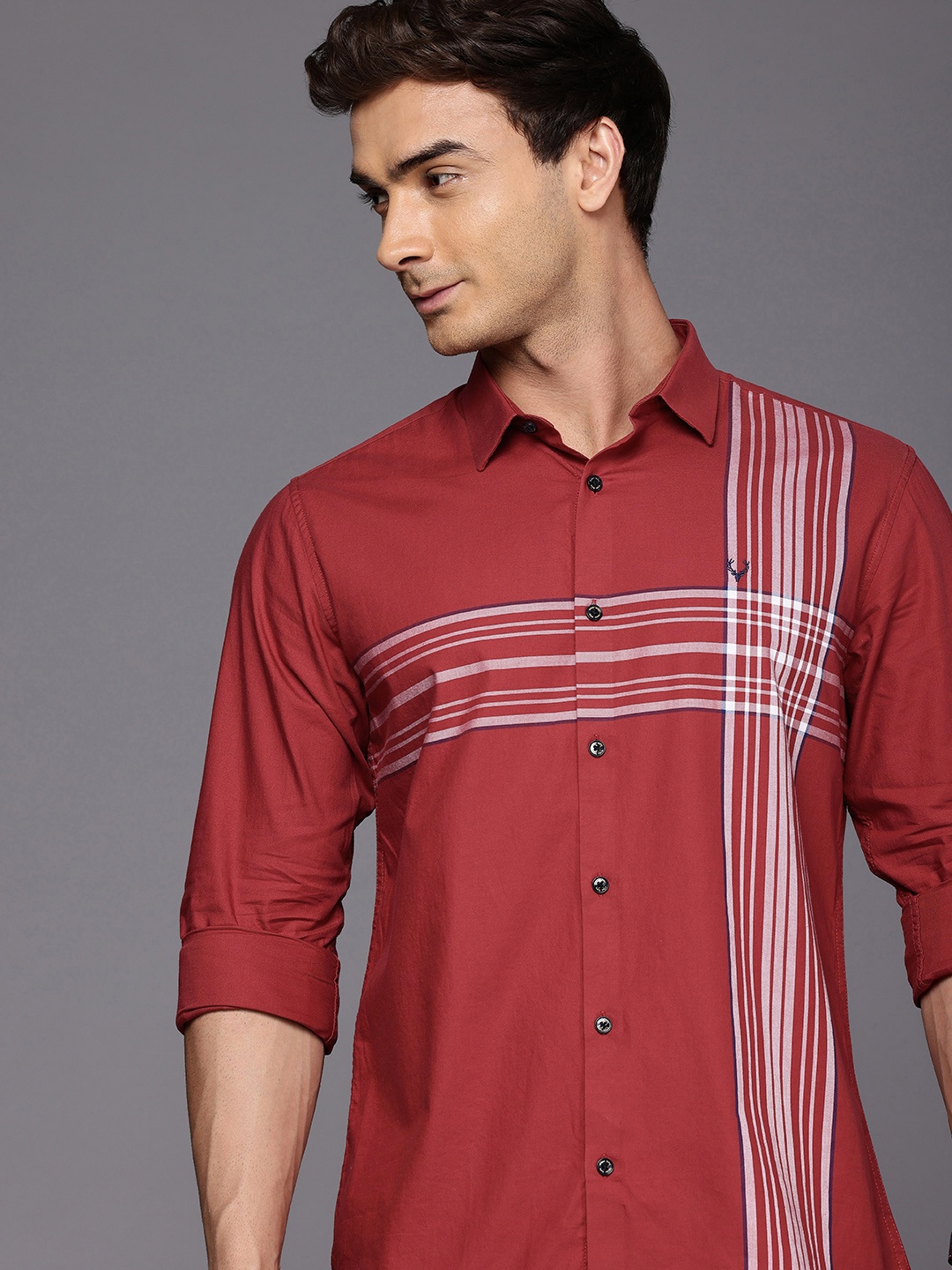 

Allen Solly Pure Cotton Sport Opaque Checked Casual Shirt, Red