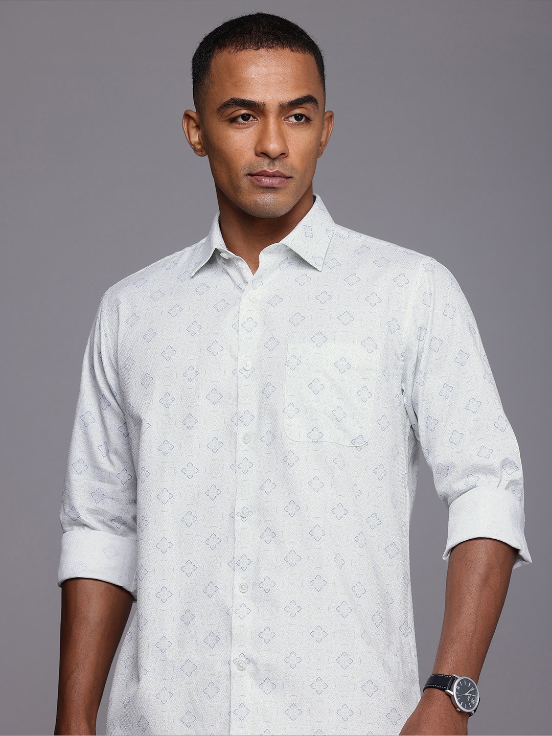 

Allen Solly Pure Cotton Sport Opaque Printed Casual Shirt, White