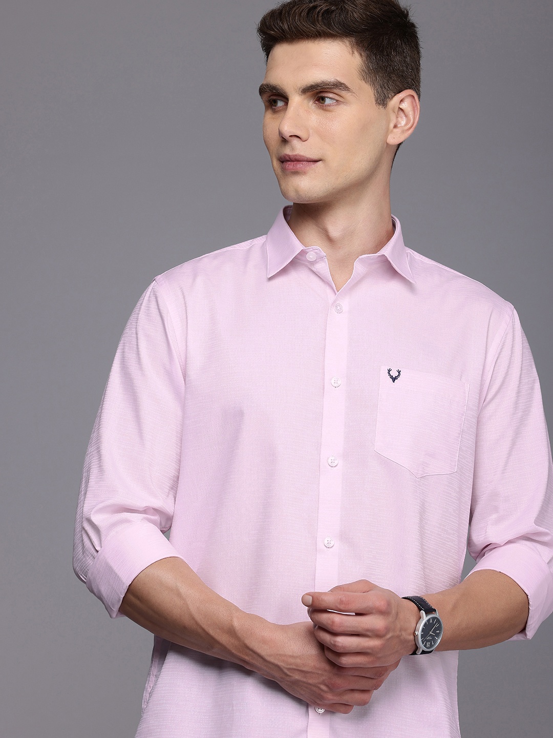 

Allen Solly Pure Cotton Self Design Textured Sport Fit Opaque Casual Shirt, Pink