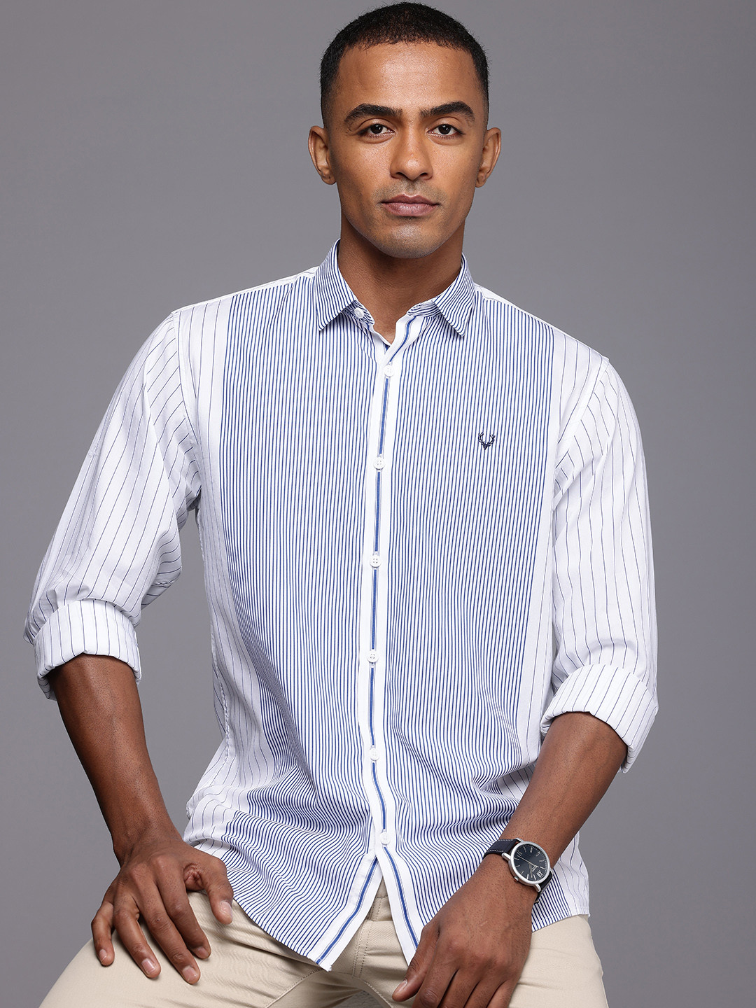 

Allen Solly Pure Cotton Sport Opaque Striped Casual Shirt, White