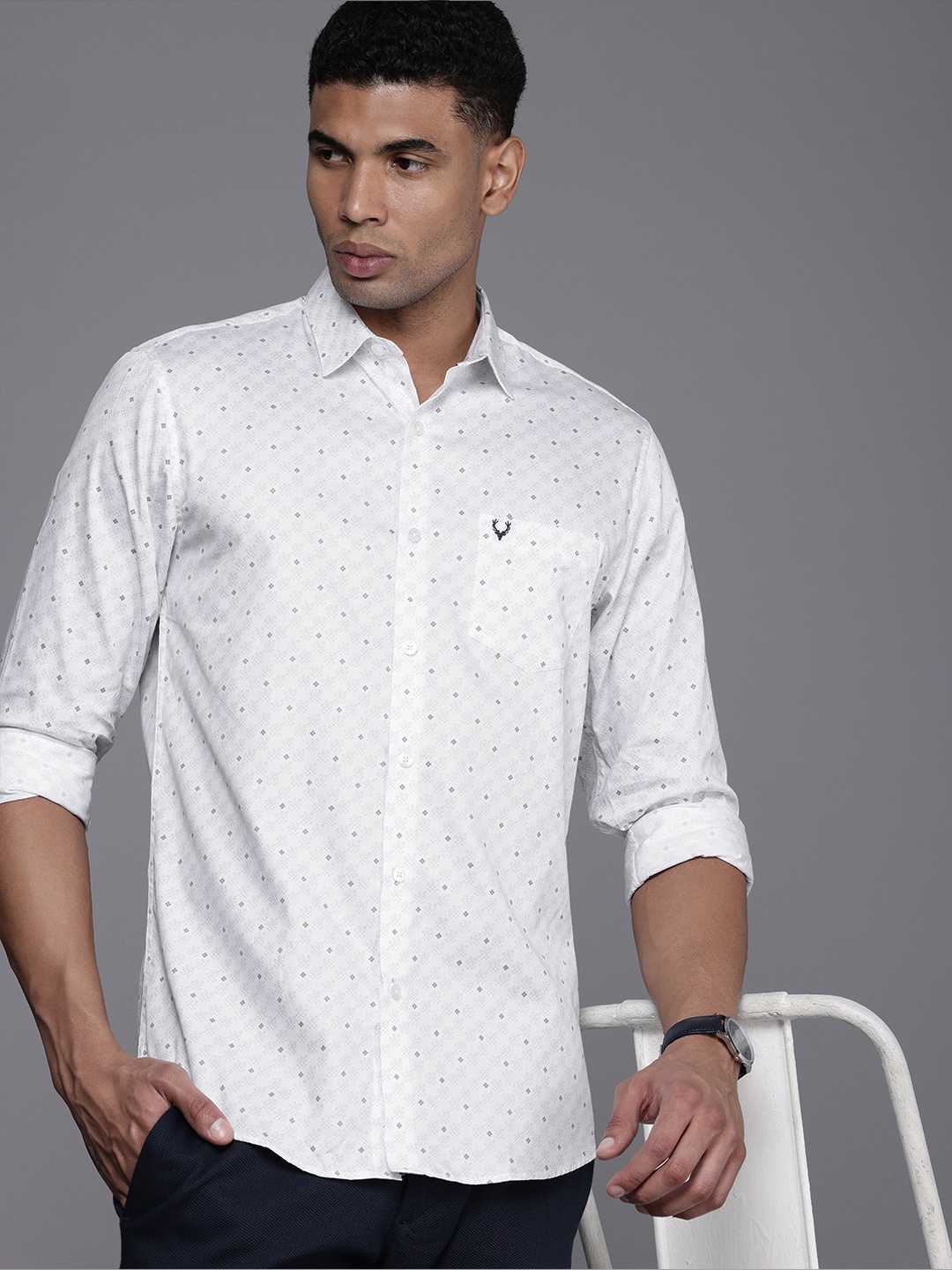

Allen Solly Pure Cotton Sport Opaque Printed Casual Shirt, White