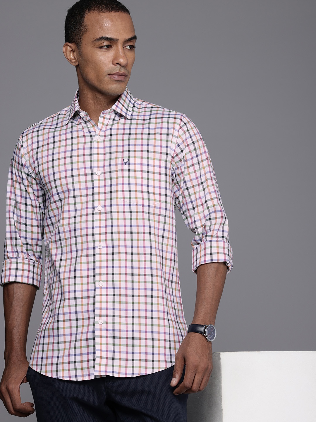 

Allen Solly Grid Tattersall Checked Casual Shirt, White