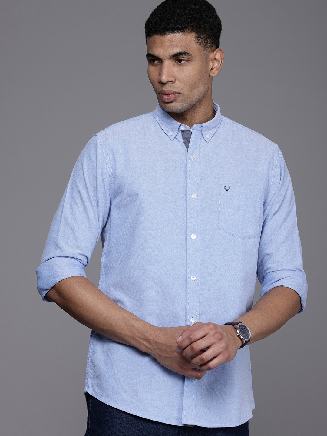 

Allen Solly Pure Cotton Opaque Casual Shirt, Blue