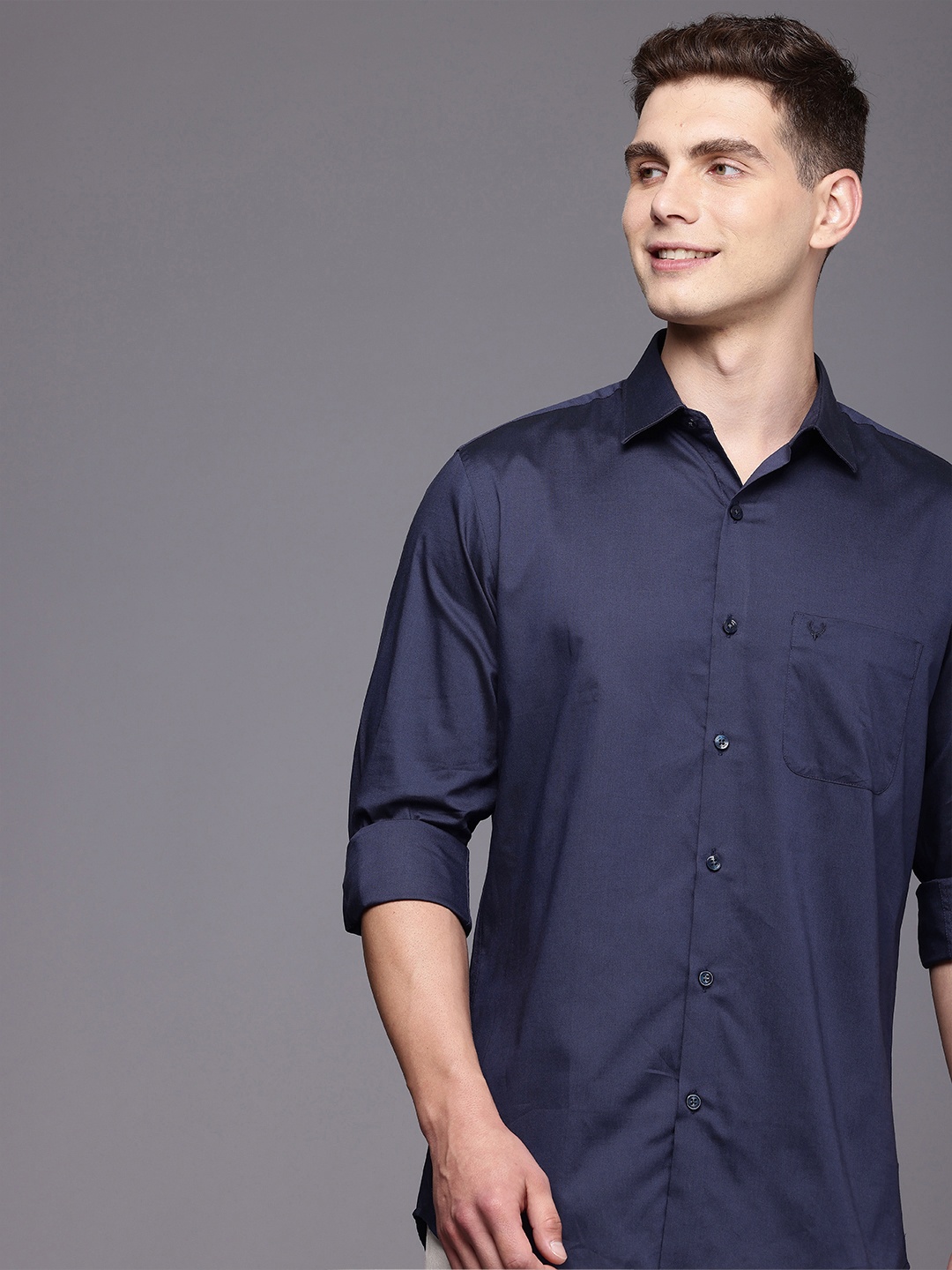 

Allen Solly Pure Cotton Sport Opaque Casual Shirt, Navy blue