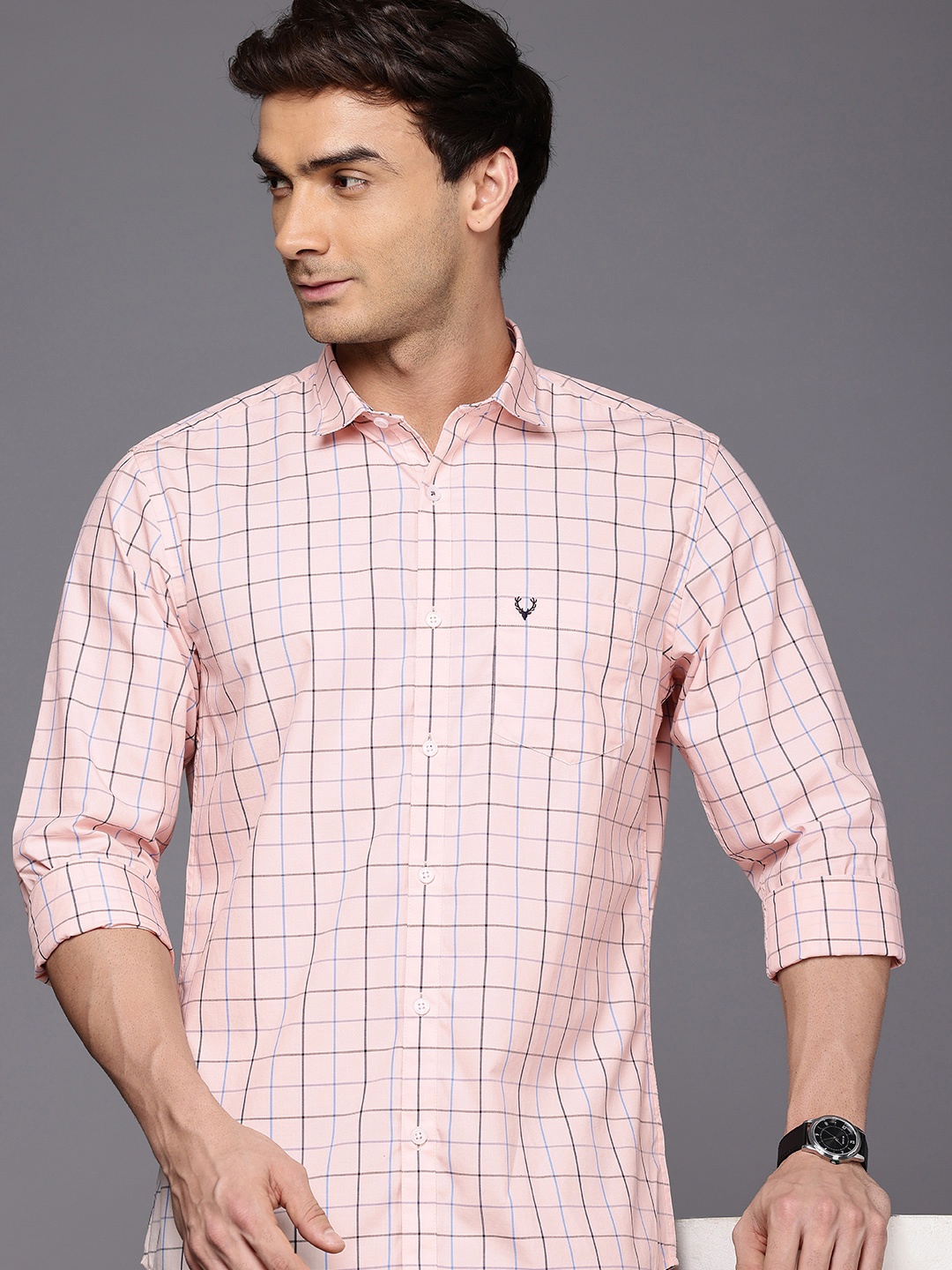 

Allen Solly Sport Fit Checked Pure Cotton Casual Shirt, Peach