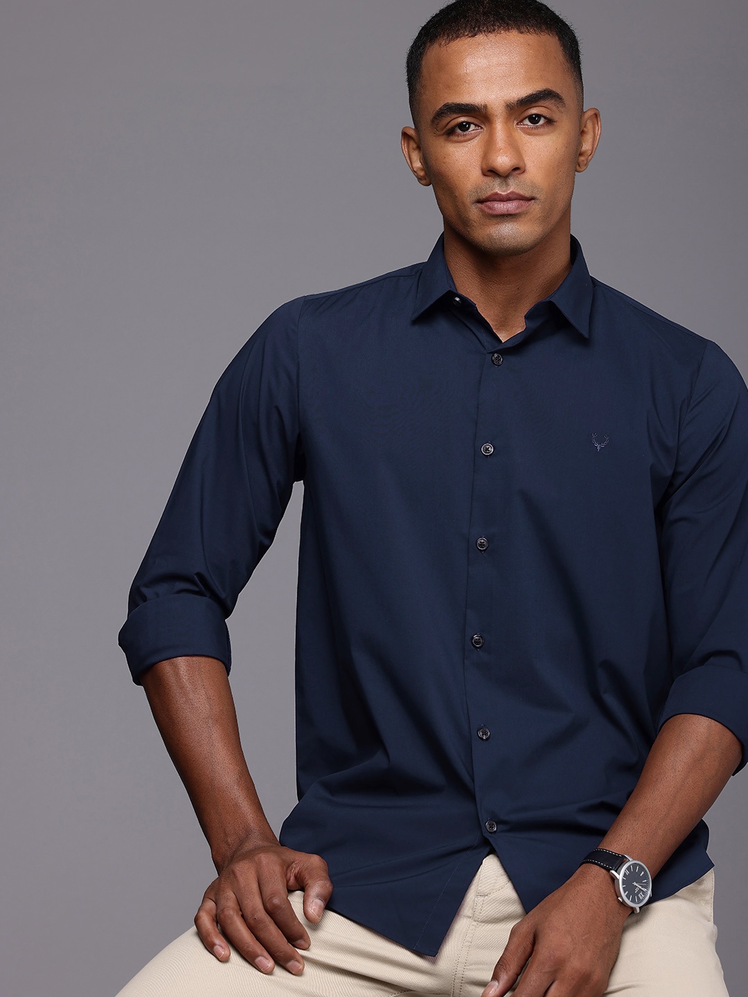 

Allen Solly Modern Slim Fit Opaque Casual Shirt, Navy blue